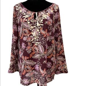 Eddie Bauer Women’s Tops | Floral Print Embroidered Tunic Top Size XL